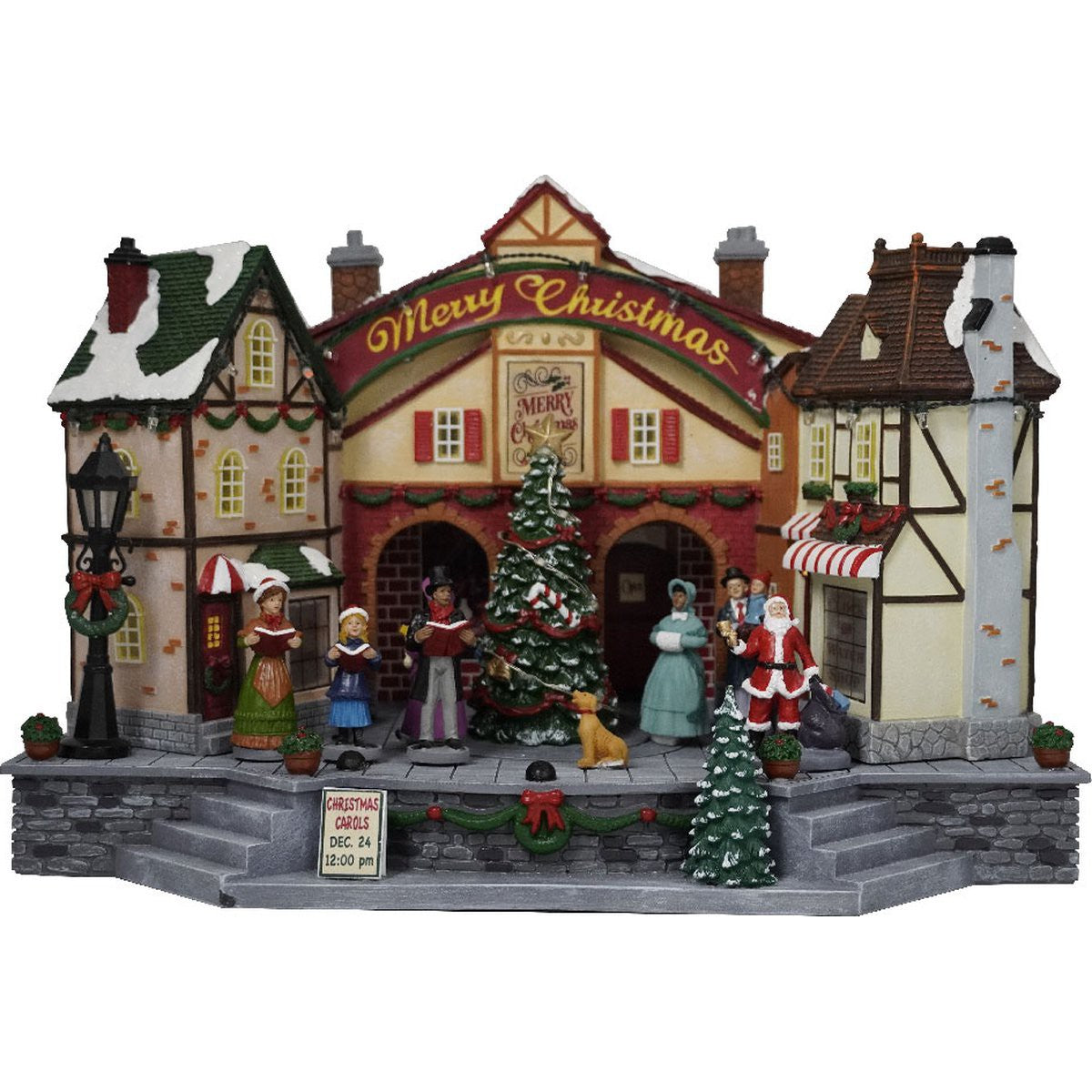 Village de Noël de Kristmar avec sapin de Noël rotatif et maisons illuminées