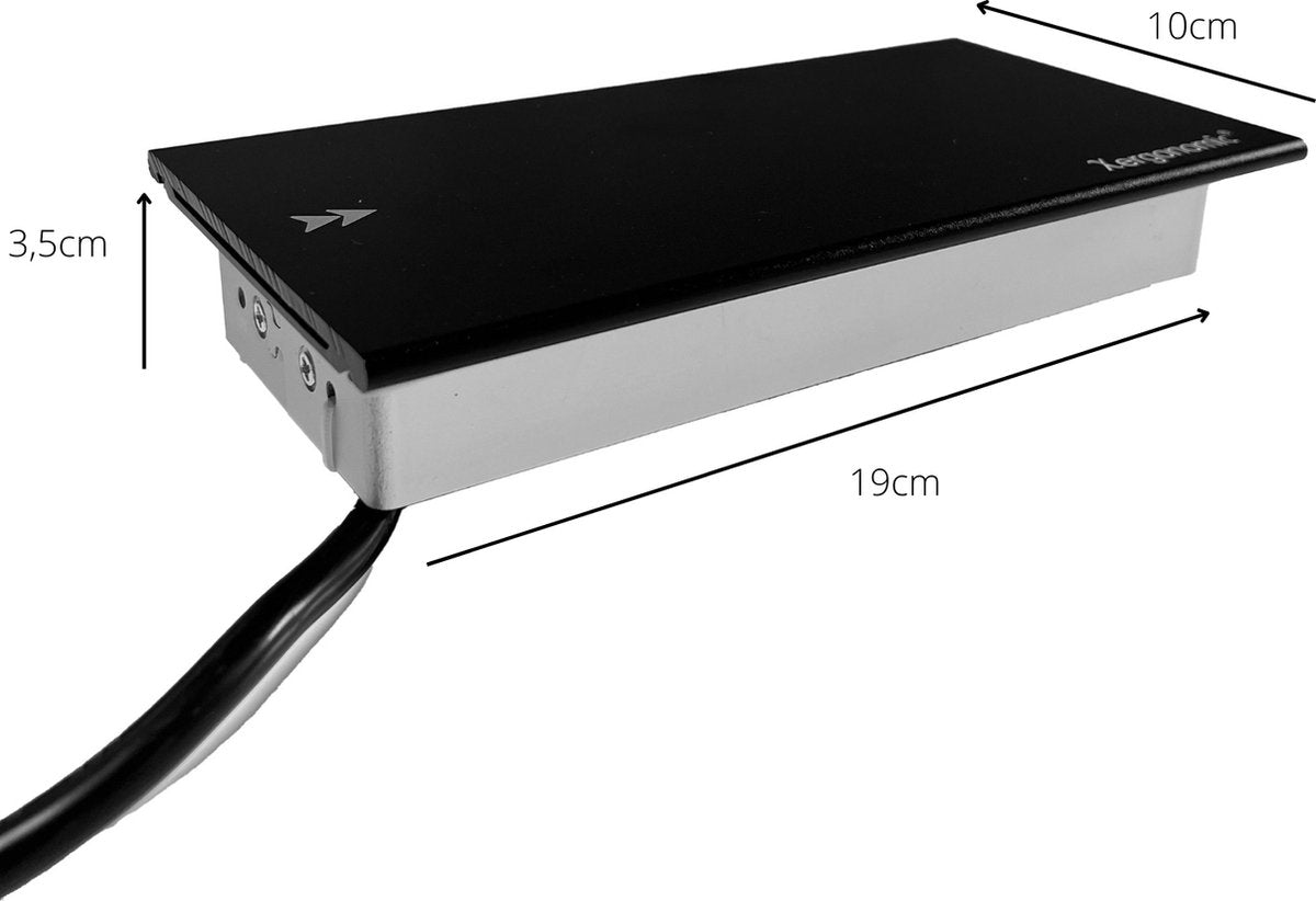 Xergonomic Bureaustopcontact schuifklep met 2 stopcontacten en 2 USB-poorten Zwart