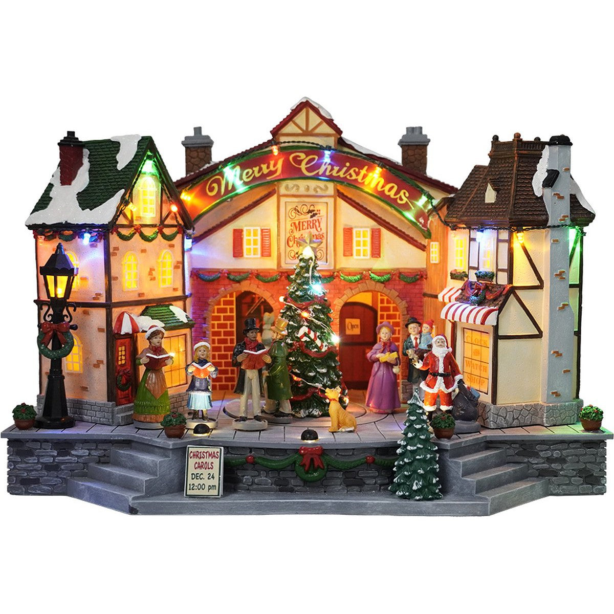 Village de Noël de Kristmar avec sapin de Noël rotatif et maisons illuminées