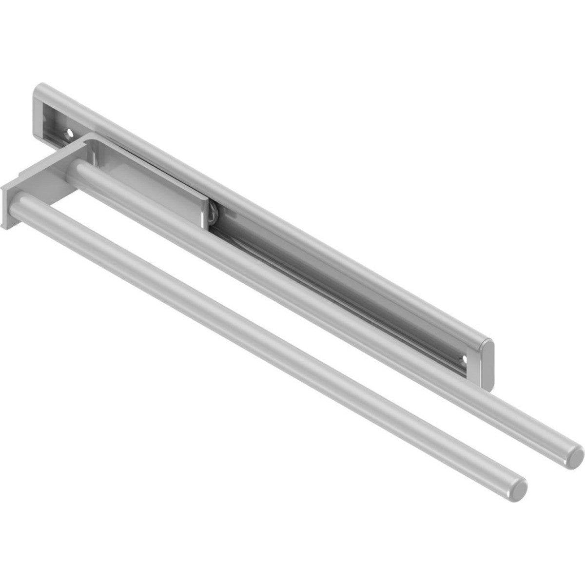 Eleganca Uittrekbaar aluminium handdoekrek 2 armen 44cm Zilver