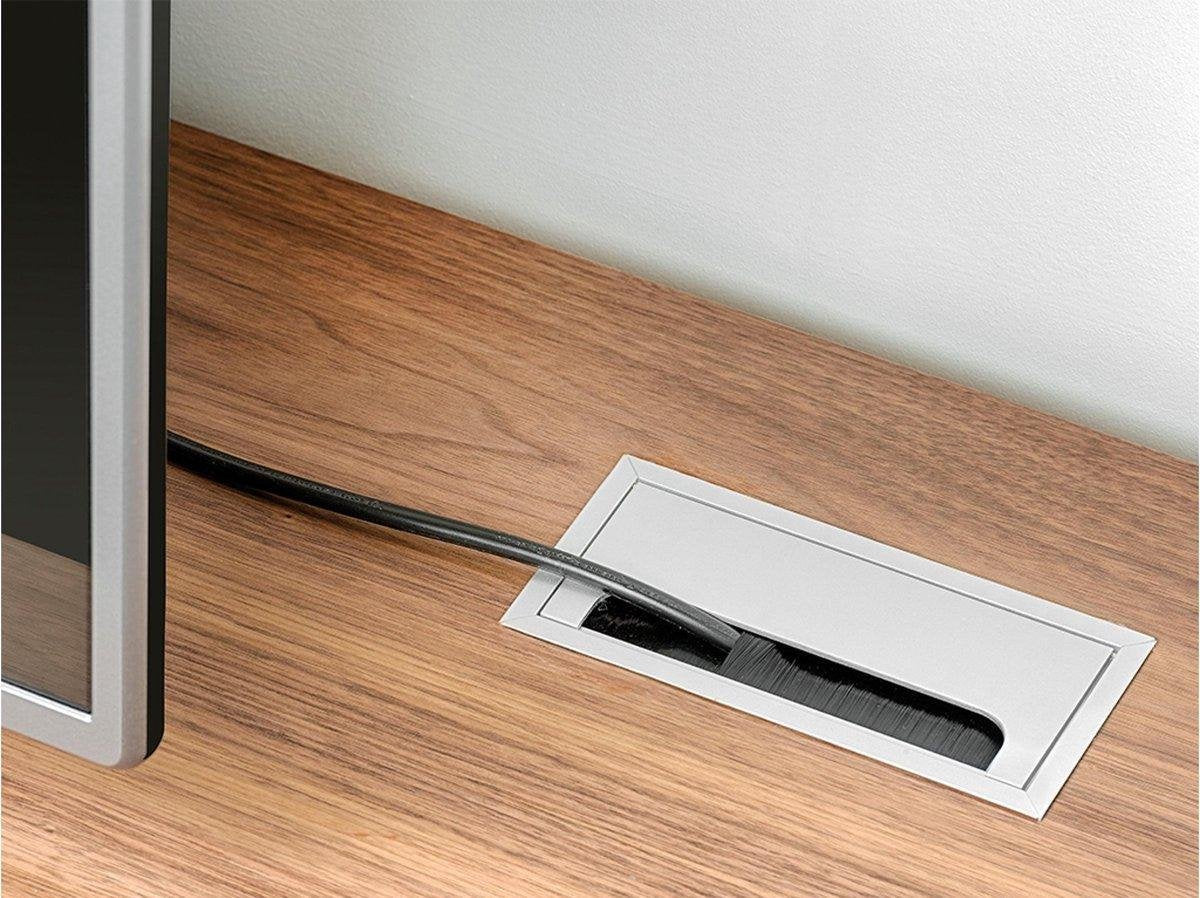 Eleganca Aluminum cable entry for desk 16x8 cm Matt Silver
