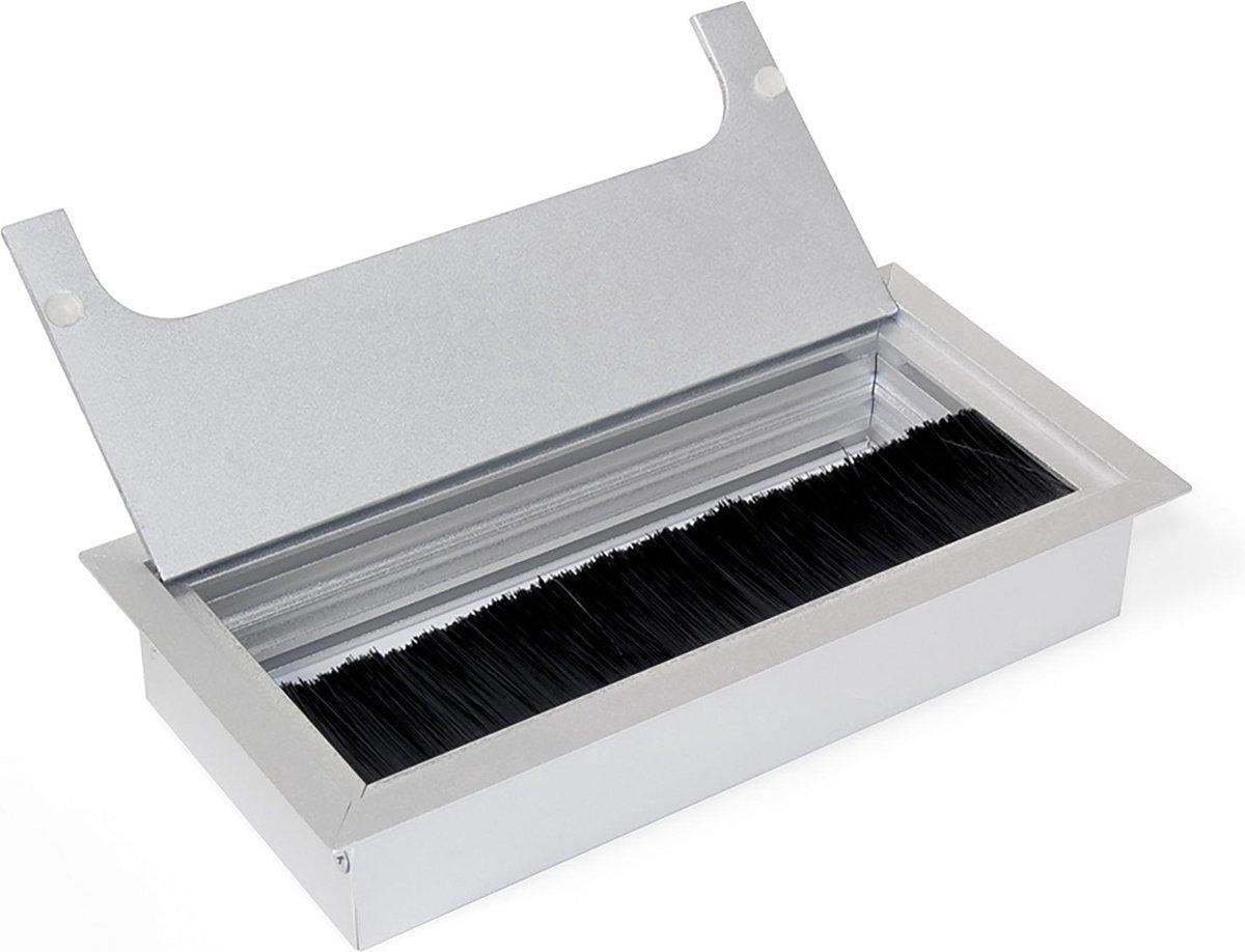 Eleganca Aluminium kabeldoorvoer voor bureau 16x8 cm Mat Zilver