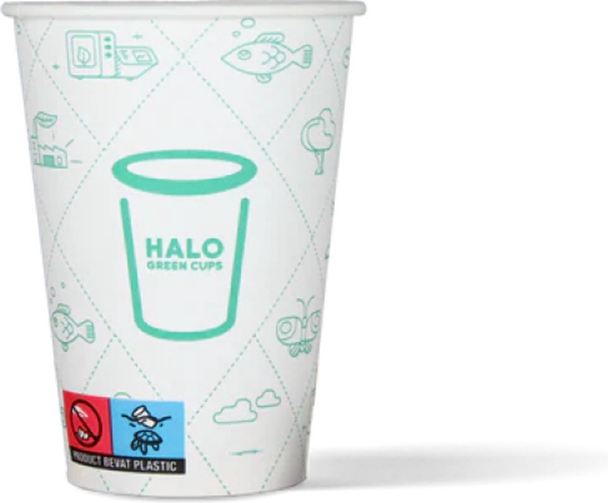 HALO Green Cups Biologisch afbreekbaar koffiebekers PLA/FSC - 180ml/7.5Z - 100 Stuks