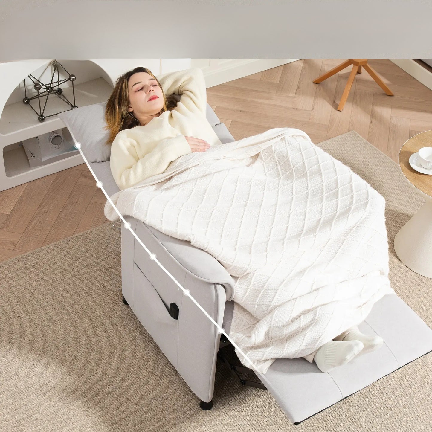 Nancy's Gignese Elektrische Fauteuil - Relaxfauteuil - Crème - Fluweel