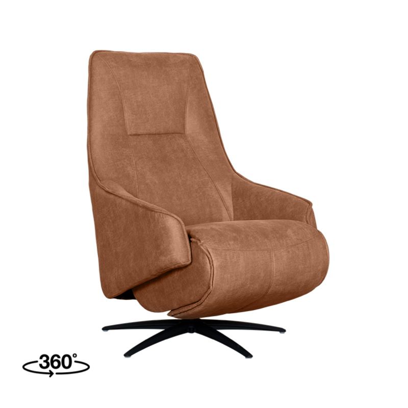 Label51 Elektrische Fauteuil Odense - Cognac Micro Suede | Zwart Metaal - 68x87x110 cm