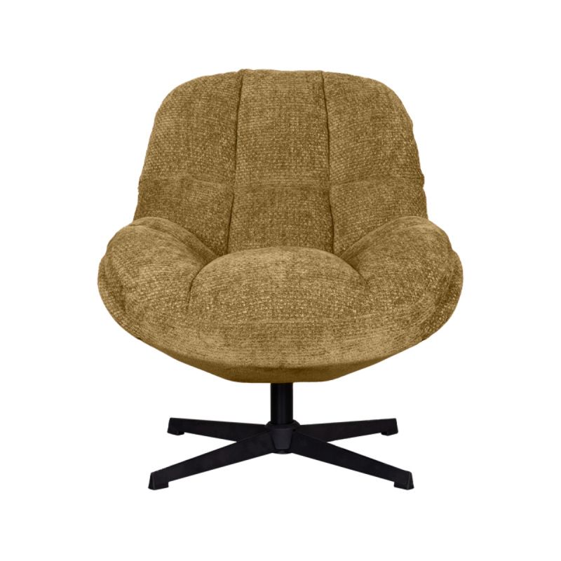 LABEL51 Draaifauteuil Huxley - Mustard Elite | Zwart Metaal - 76x86x92 cm