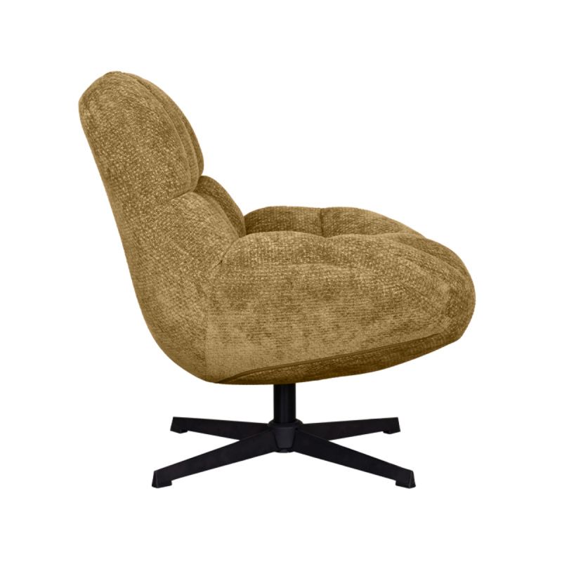 LABEL51 Draaifauteuil Huxley - Mustard Elite | Zwart Metaal - 76x86x92 cm