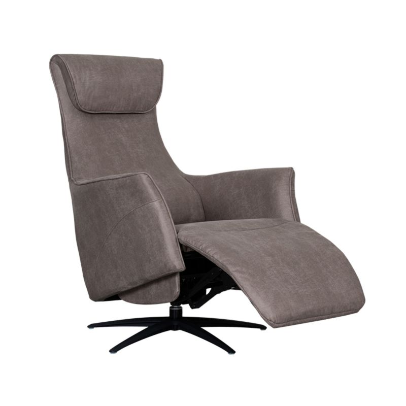 Label51 Elektrische Fauteuil Lund - Taupe Micro Suede | Zwart Metaal - 74x83x112 cm