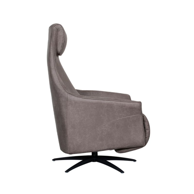 Label51 Elektrische Fauteuil Lund - Taupe Micro Suede | Zwart Metaal - 74x83x112 cm