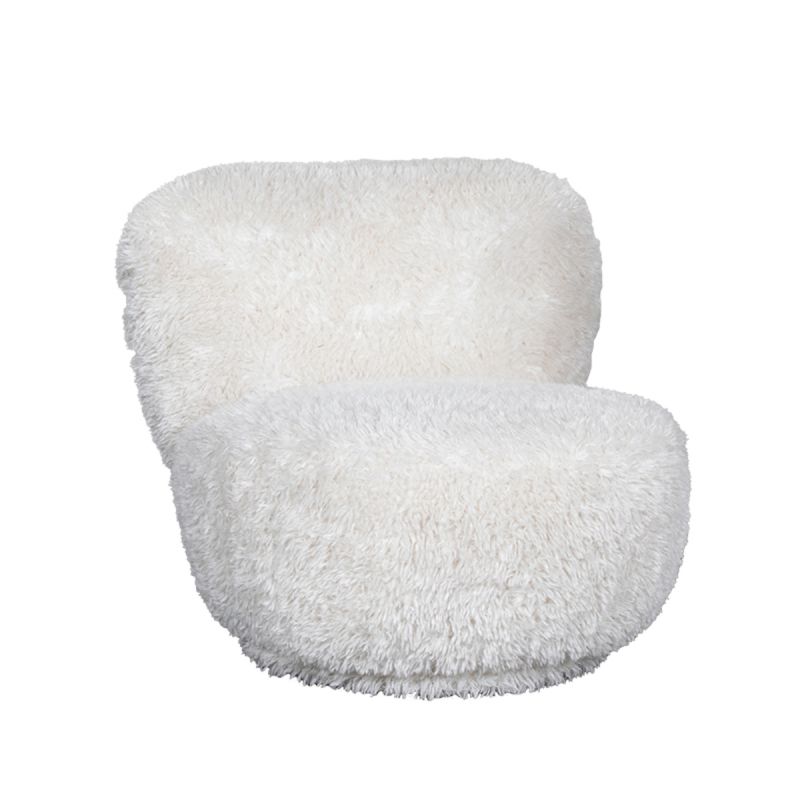 LABEL51 Draaifauteuil Doodle - Creme Fluffy - 90x87x73 cm