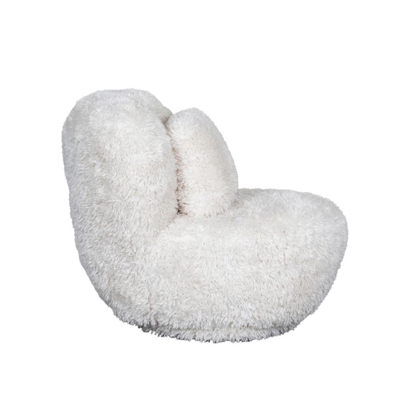 LABEL51 Draaifauteuil Doodle - Creme Fluffy - 90x87x73 cm