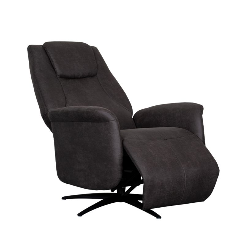 Label51 Elektrische Fauteuil Stockholm - Antraciet Micro Suede | Zwart Metaal - 77x87x112 cm