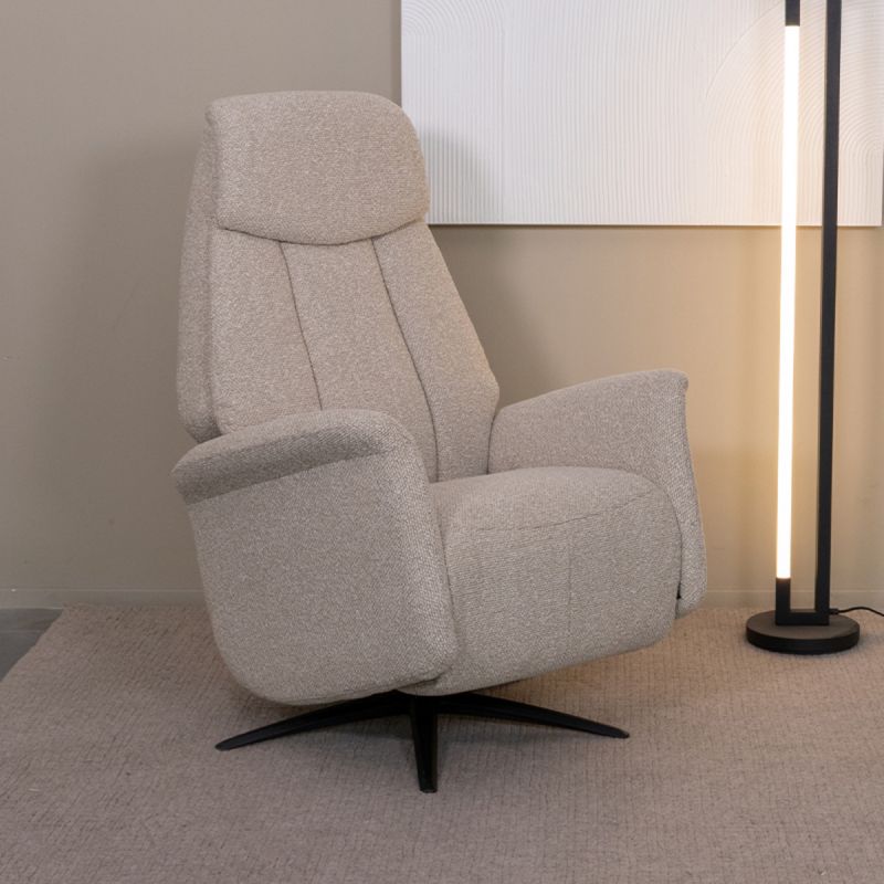 Label51 Elektrische Fauteuil Oslo Naturel Royal Boucle | Zwart Metaal 79x87x112 cm