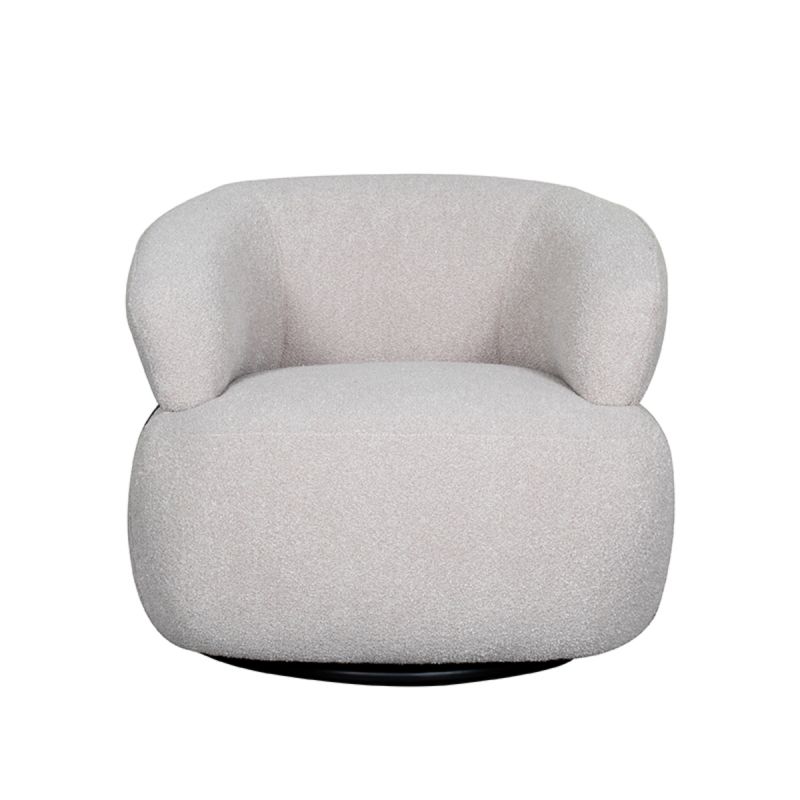 LABEL51 Draaifauteuil Valenza - Naturel Boucle | Zwart Eiken - 83x79x73 cm