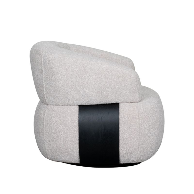 LABEL51 Draaifauteuil Valenza - Naturel Boucle | Zwart Eiken - 83x79x73 cm