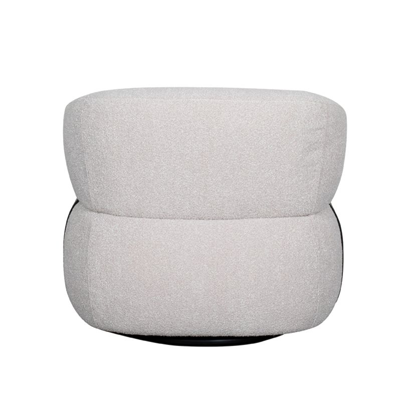 LABEL51 Draaifauteuil Valenza - Naturel Boucle | Zwart Eiken - 83x79x73 cm