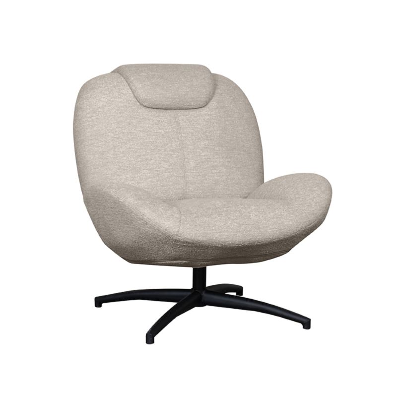 LABEL51 Draaifauteuil Clayton - Taupe Canyon | Zwart Metaal - 82x89x91 cm