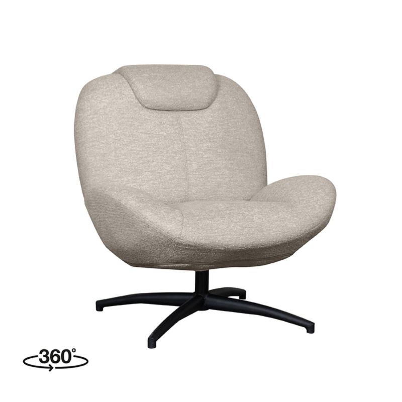 LABEL51 Draaifauteuil Clayton - Taupe Canyon | Zwart Metaal - 82x89x91 cm