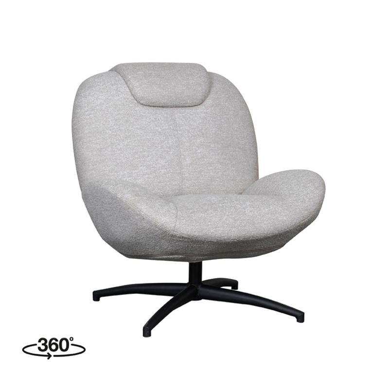 LABEL51 Draaifauteuil Clayton - Khaki Canyon | Zwart Metaal - 82x89x91 cm