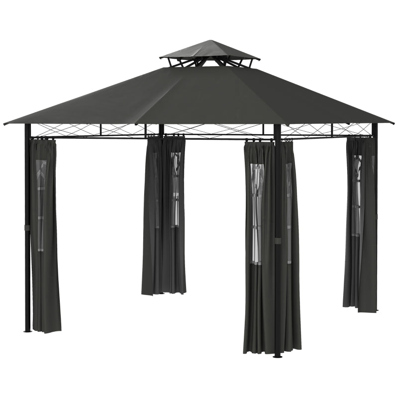 Nancy's Sevilla Paviljoen - Partytent - Tuin Paviljoen - Grijs / Zwart - ± 300 x 300 x 285 cm