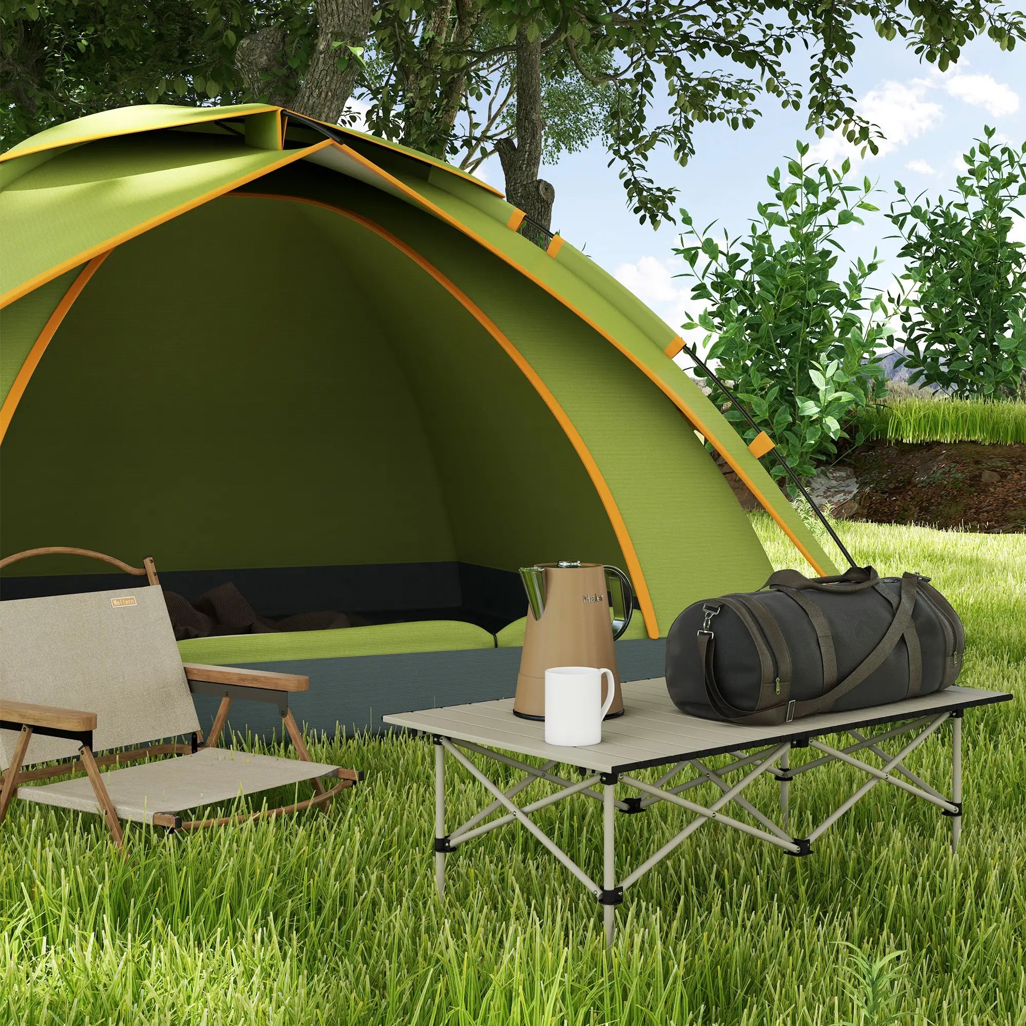 Nancy's Ghiffa Picknicktafel - Campingtafel - Opvouwbaar - Khaki - Aluminium - 95 x 55 x 50 cm (kopie)