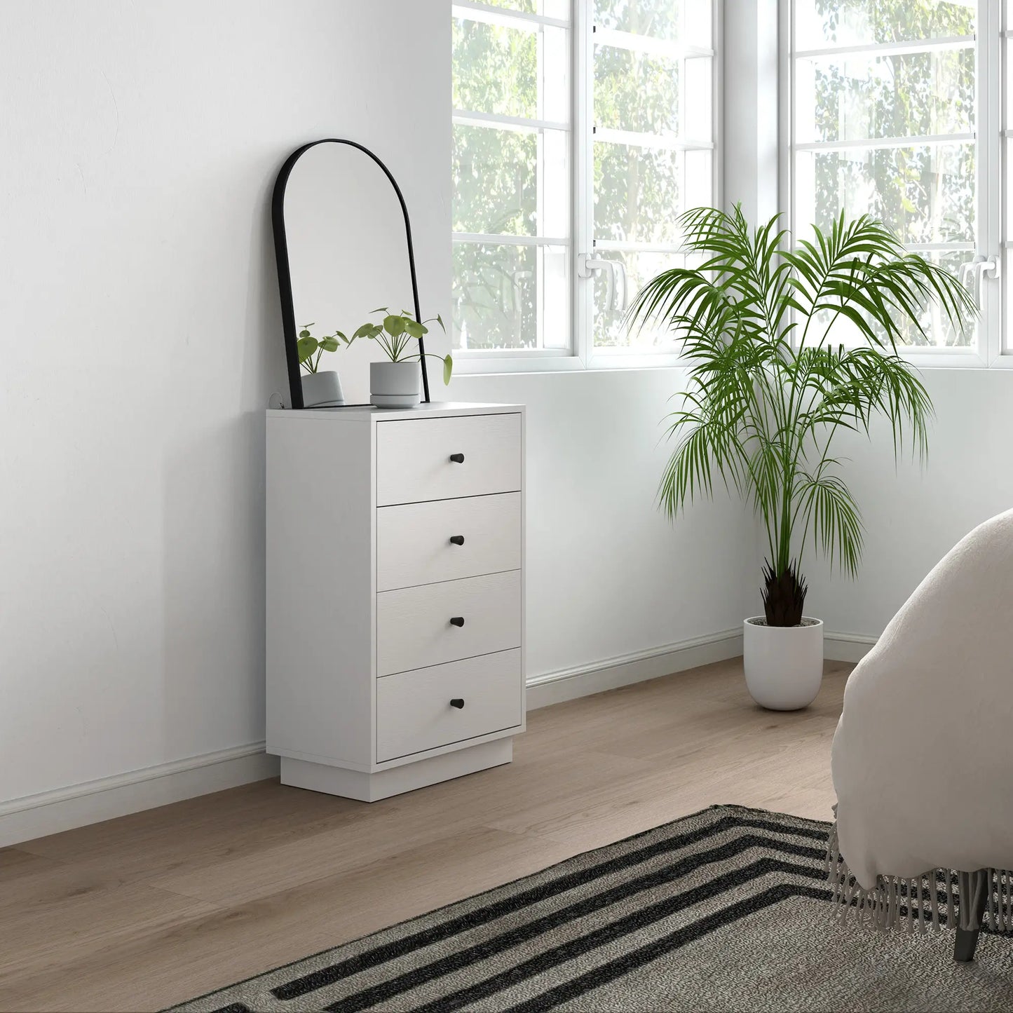 Nancy's Fossacesia Commode - Dressoir - Opbergkast - Wit - ± 45 x 30 x 75 cm