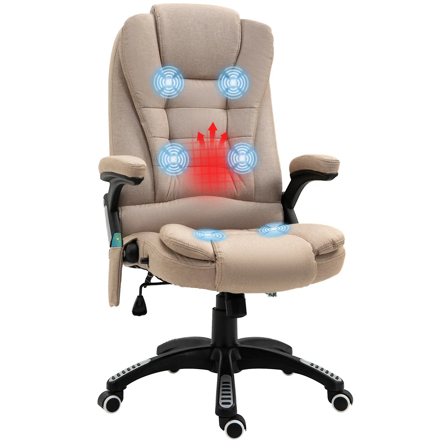 Nancy's Candelária Massage Bureaustoel - Massage- en verwarmingsfunctie - Ergonomisch - Verstelbaar - Bruin - Linnen