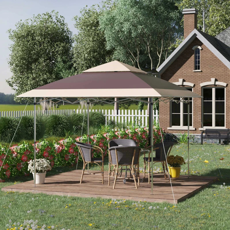 Nancy's Roge Paviljoen - Partytent - Tuin Paviljoen - Bruin / Kaki - ± 360 x 360 x 300 cm