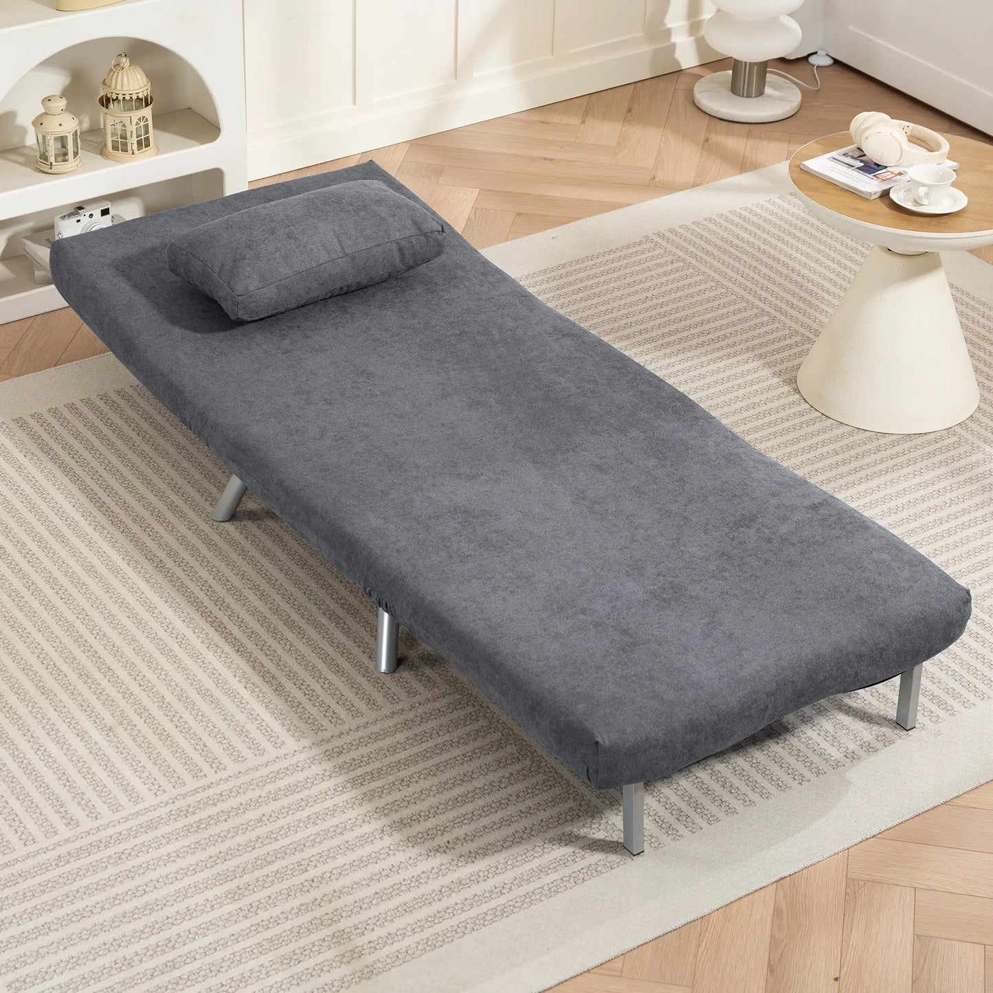 Nancy's Malalbergo Slaapbank - Slaapfauteuil - Verstelbaar - Grijs - Fluweel