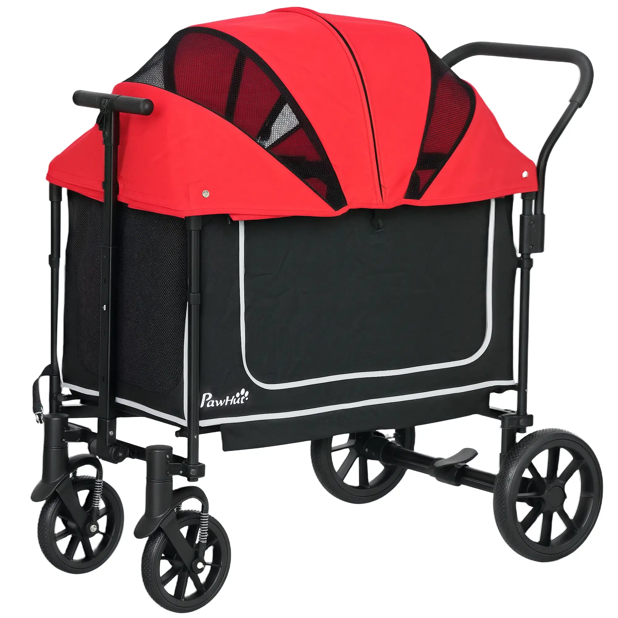 Nancy's Imola Reiswagen voor Huisdieren - Hondenbuggy - Hondenwagen - Rood / Zwart