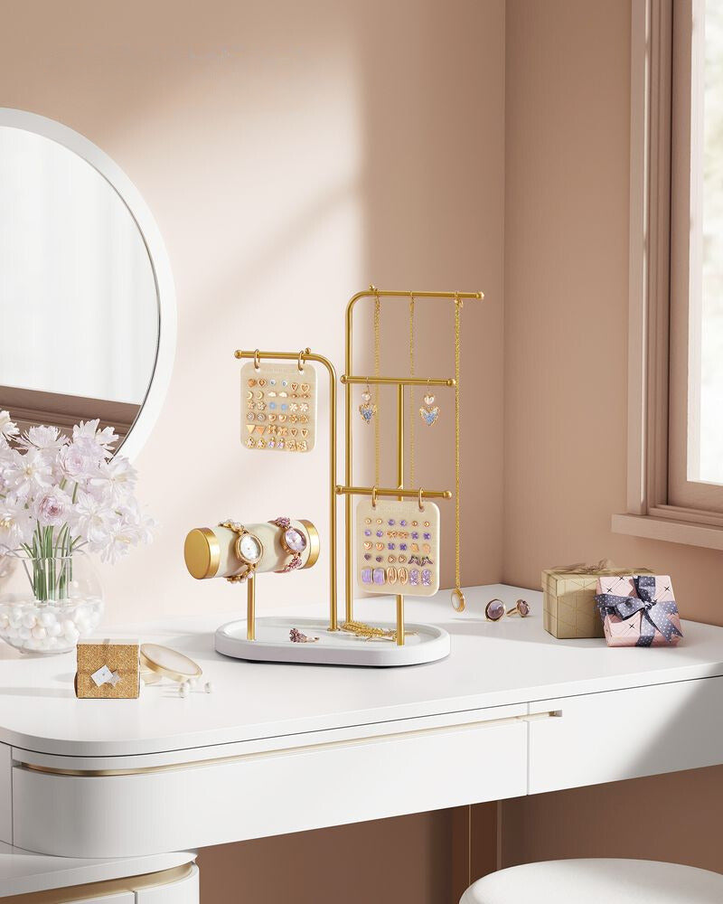 Nancy's Coutada Sieradenhouder - Sieraden rek - Sieradenstandaard - Goud - Staal / Fluweel - Nancy Homestore