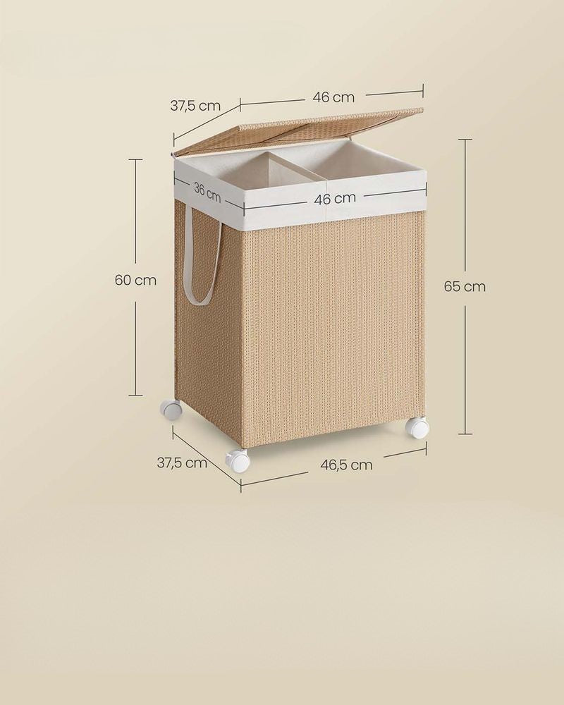 Nancy's Gressan Wasmand - Wasbox - Wassorteerder - 2 Vakken - Beige - 100 Liter