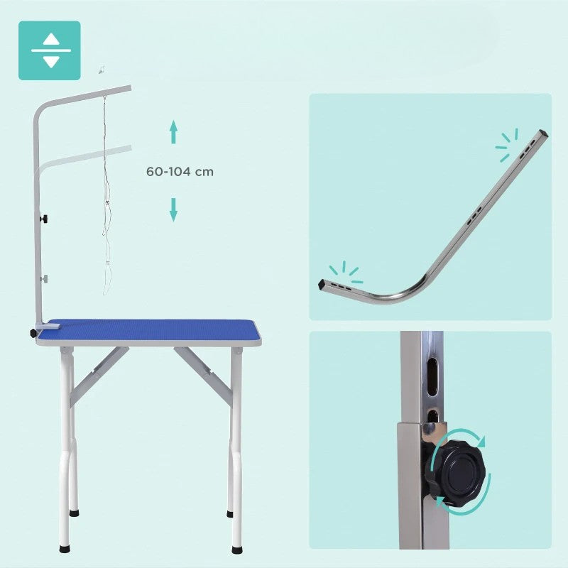 Nancy's Moglia Honden Verzorgingstafel - Antislip - Verstelbare houder - Blauw / Wit - ± 80 x 50 x 80 cm