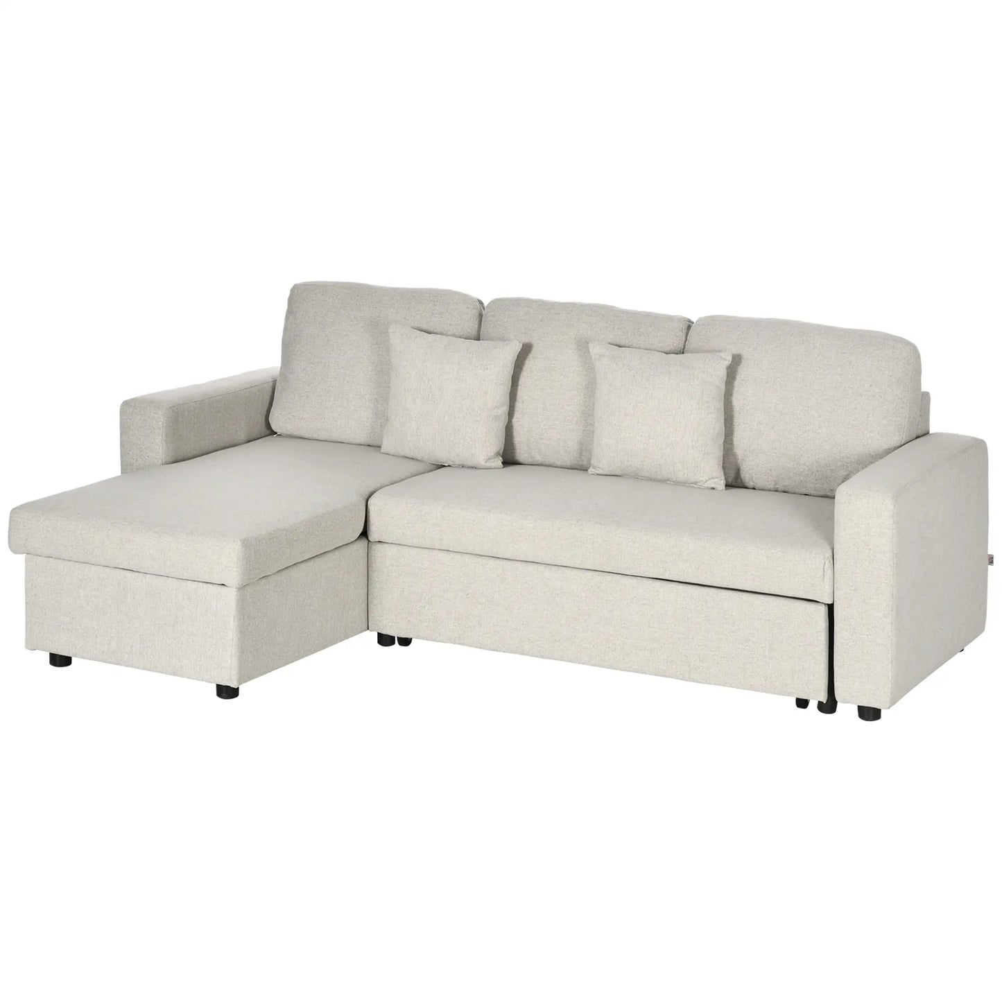 Nancy's Lezzeno Hoekbank - L-vormige Bank - Slaapbank - Crèmewit - Linnen - ± 225 x 140 x 88 cm