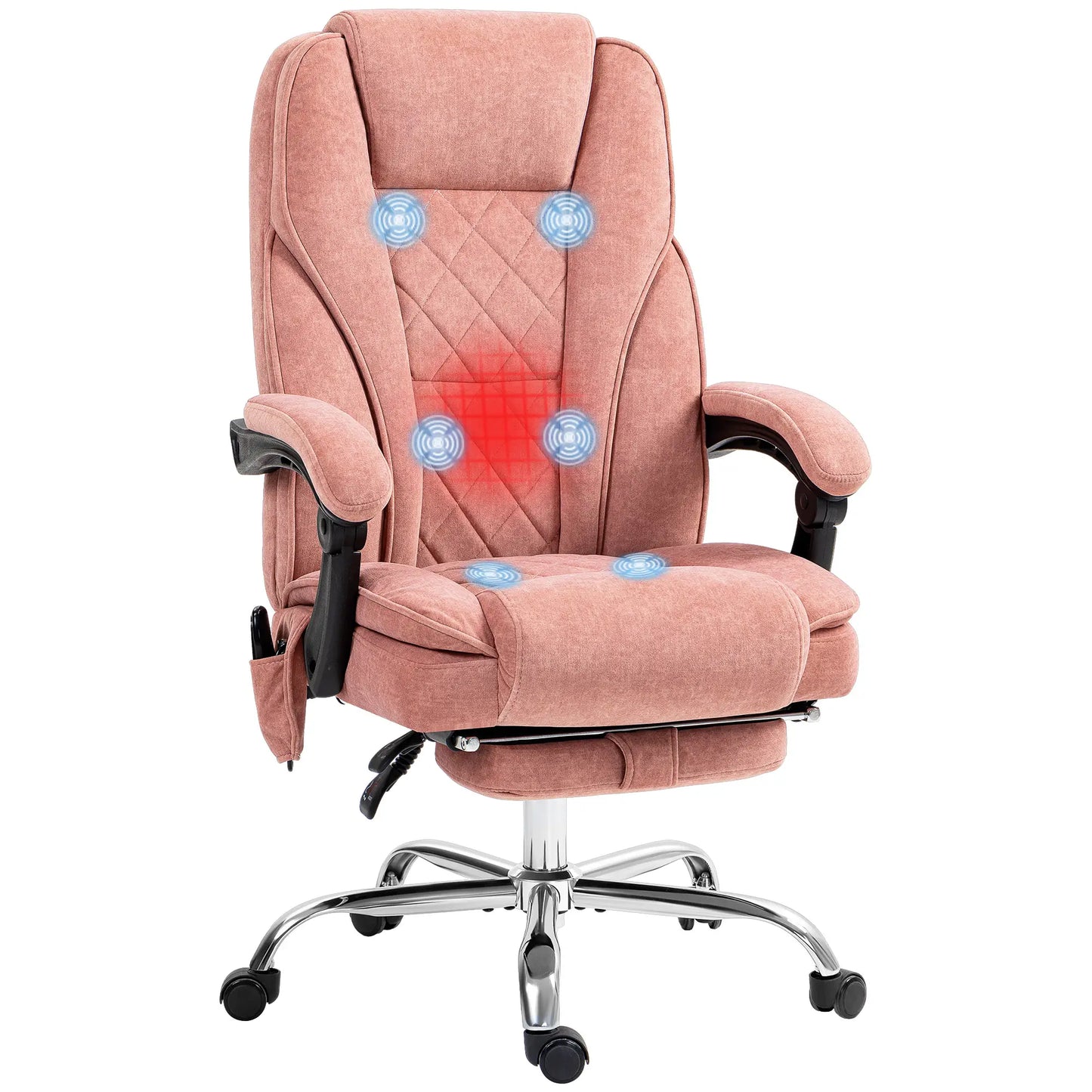 Nancy's Jelsi Massage Bureaustoel - Massagekantoorstoel - Trilmassage en warmte - Roze - Suede