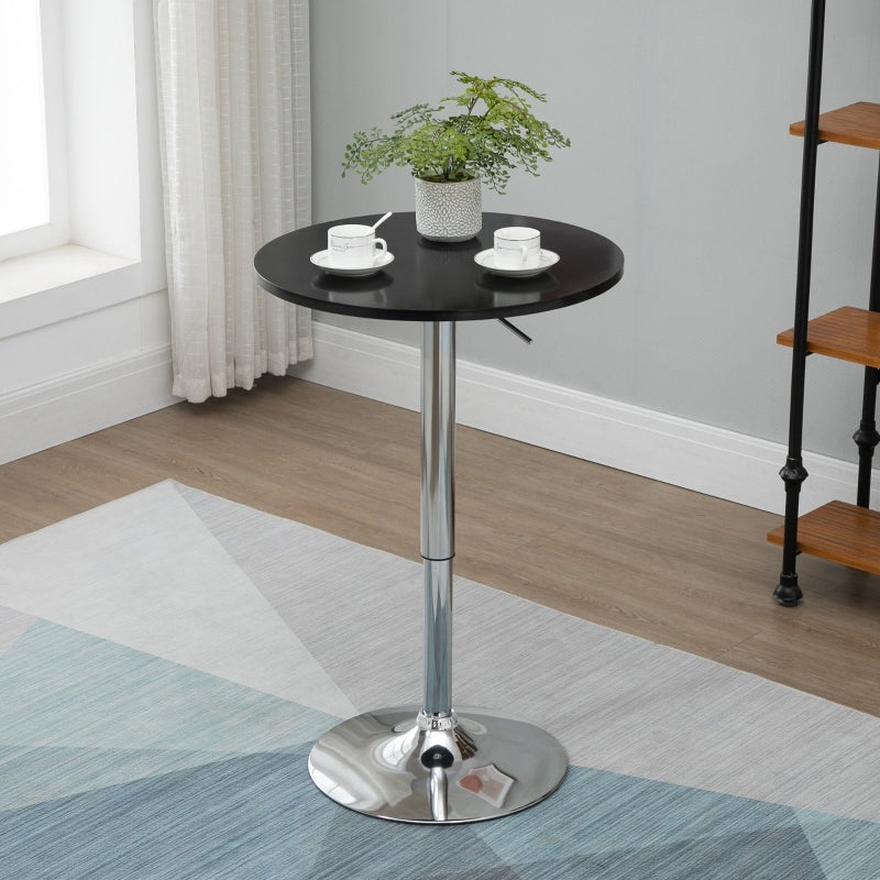 Nancy's Louth Bartafel - 360° draaibare eettafel - In hoogte verstelbare bistrotafel - Staal - Zwart - ± Ø 60 cm