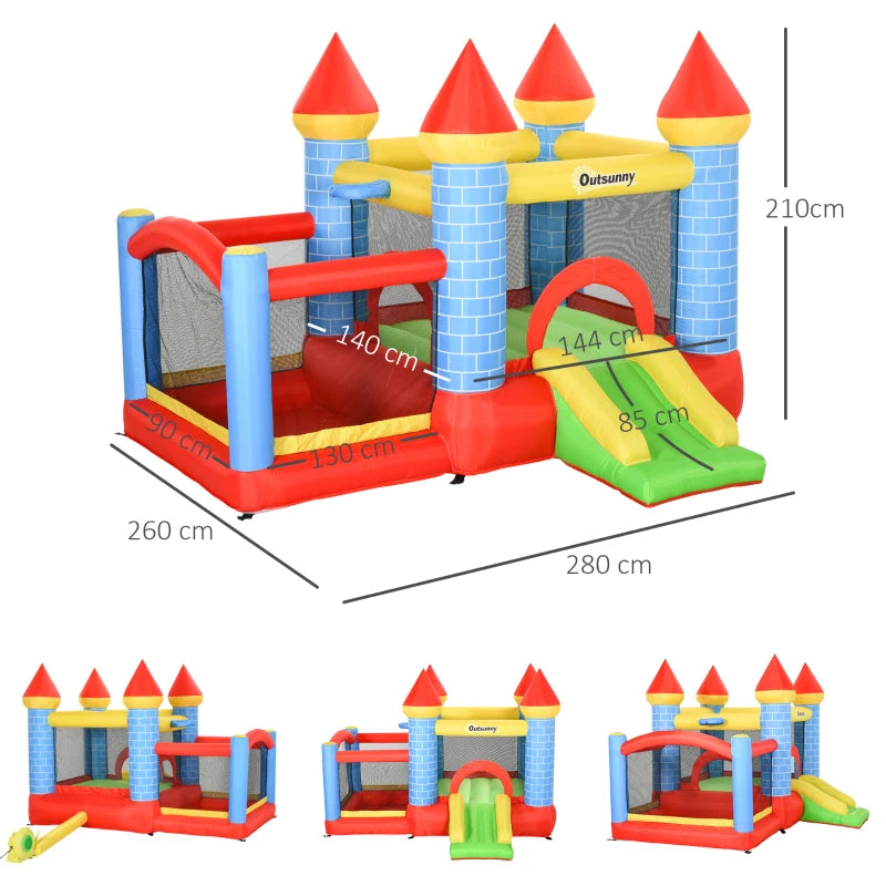 Nancy's Alvarelhos Springkussen Met Glijbaan / Waterbad / Mand - Springkasteel - Meerkleurig - 280 x 260 x 210 cm