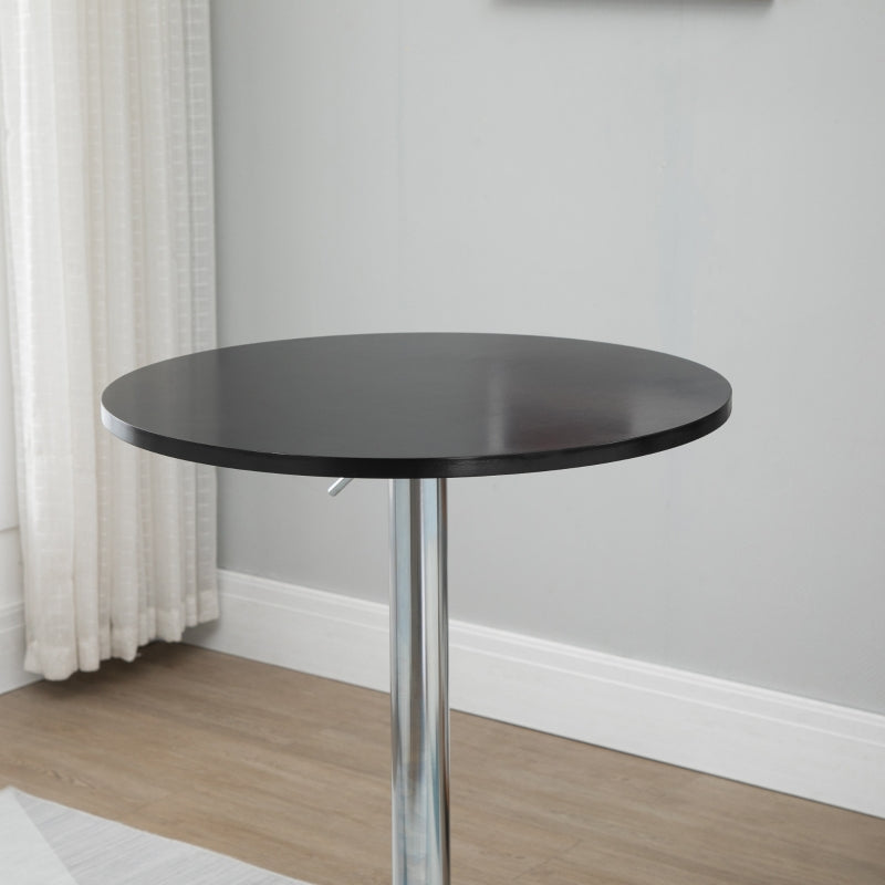 Nancy's Louth Bartafel - 360° draaibare eettafel - In hoogte verstelbare bistrotafel - Staal - Zwart - ± Ø 60 cm