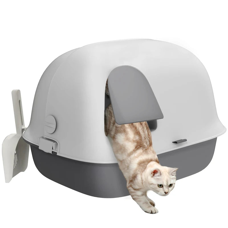 Nancy's Bustelo Kattenbak - Katten Toilet - Katten WC - Grijs / Wit - ± 60 x 45 x 40 cm