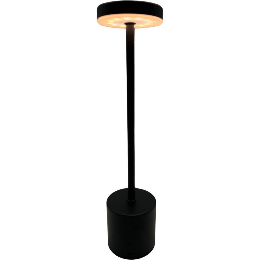 Cozy Creations Tafellamp - Dimbaar - Oplaadbaar - Draadloos - 3 Lichtkleuren - Zwart - ± 35 cm hoog
