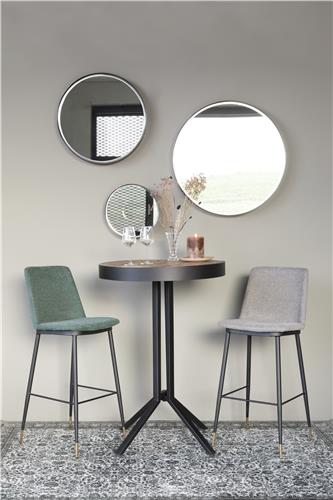 Nancy's Tremonton Bar Table - Industriel - Naturel, Noir - Teck, Acier, Contreplaqué - 75 cm x 75 cm x 110 cm