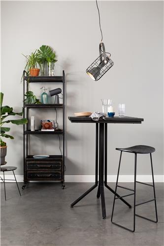 Table de bar Nancy's Valley Falls - Industriel - Noir - Teck, Acier, Contreplaqué - 75 cm x 75 cm x 110 cm