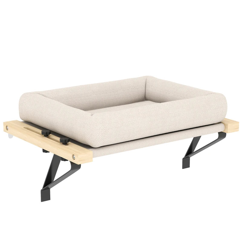 Nancy's Nocera Kattenbed - Kattenplank - Verstelbaar - Crèmewit / Naturel - ± 50 x 35 x 25 cm