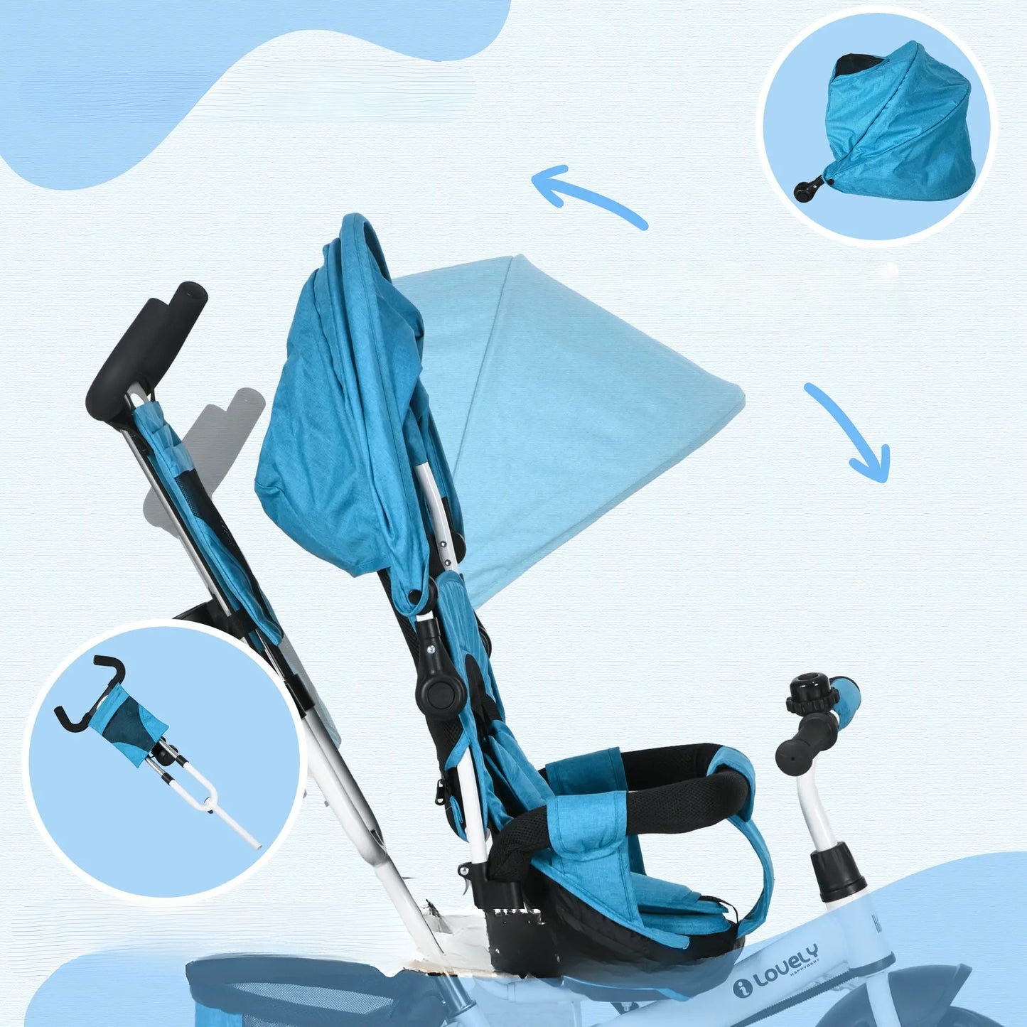 Nancy's Lucugnano Kinderdriewieler - Driewieler - Kinderwagen - Blauw