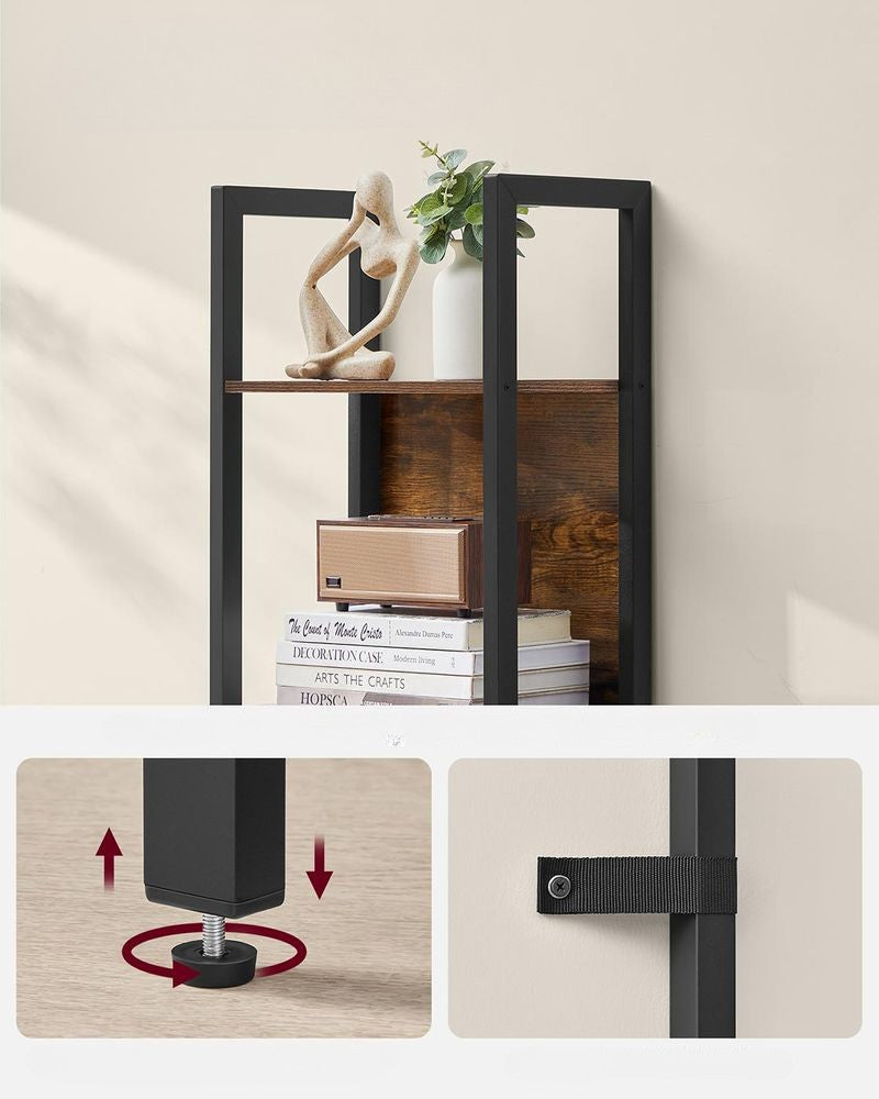 Nancy's Mercatino Boekenkast - Opbergkast - Vitrinekast - Vintage Bruin / Zwart - ± 40 x 25 x 165 cm