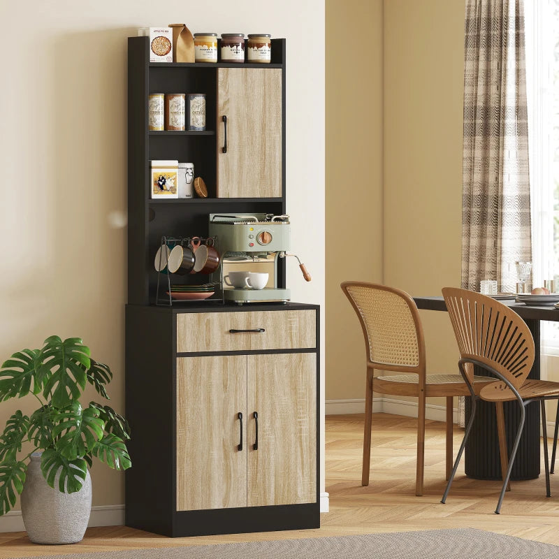 Nancy's Orbetello Keukenkast - Buffetkast - Opbergkast - Hout / Zwart - 60 x 40 x 180 cm