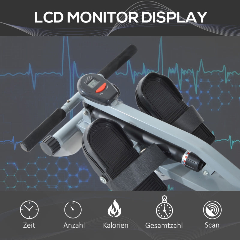 Nancy's Ass Point Roeiapparaat - Roeier - LCD-Display - Instelbare Trainingsintensiteit - Zwart / Grijs