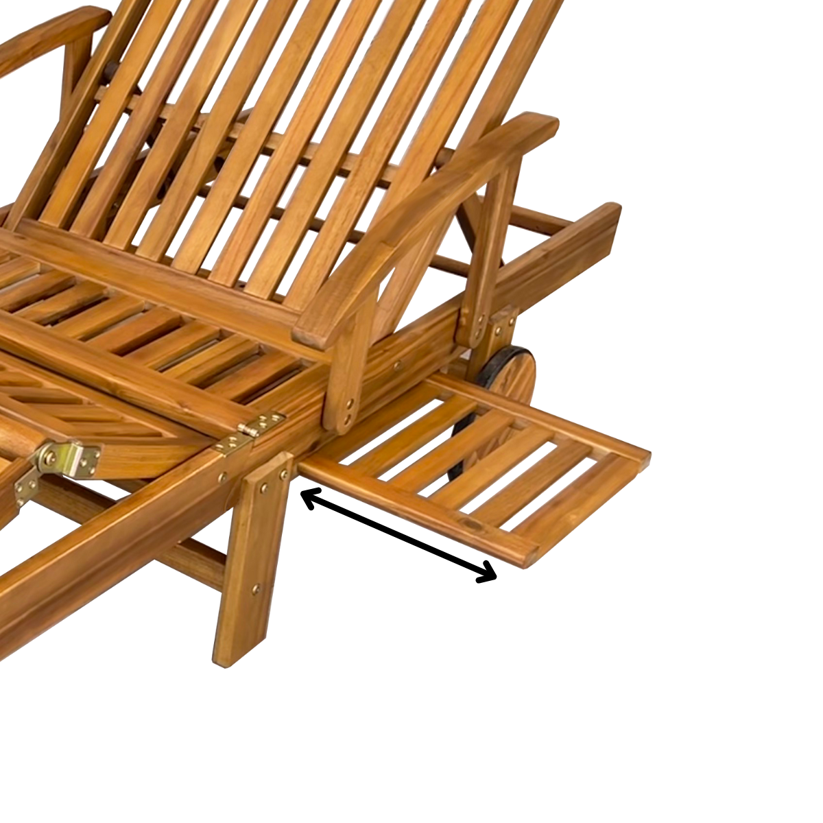 Nancy's Westerholt Ligbed verstelbaar - Acaciahout - lounge bed - Opvouwbare ligstoel - Met uitschuifbare tafel - Bruin