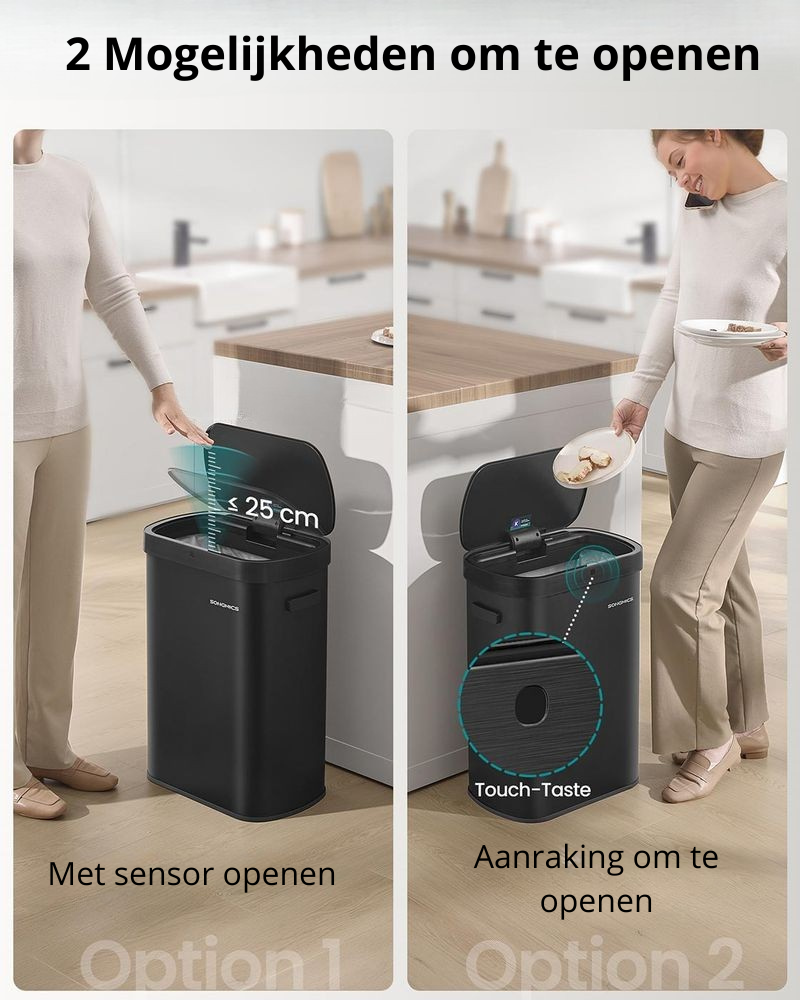 Nancy's Minerbio Sensor Afvalbak - Prullenbak met Sensor - Automatisch - Zwart - 50 Liter