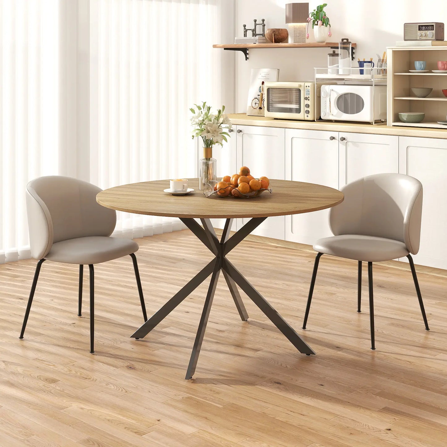 Nancy's Lavarone Ronde Eettafel - Eiken / Zwart - Ø120 x 75H cm